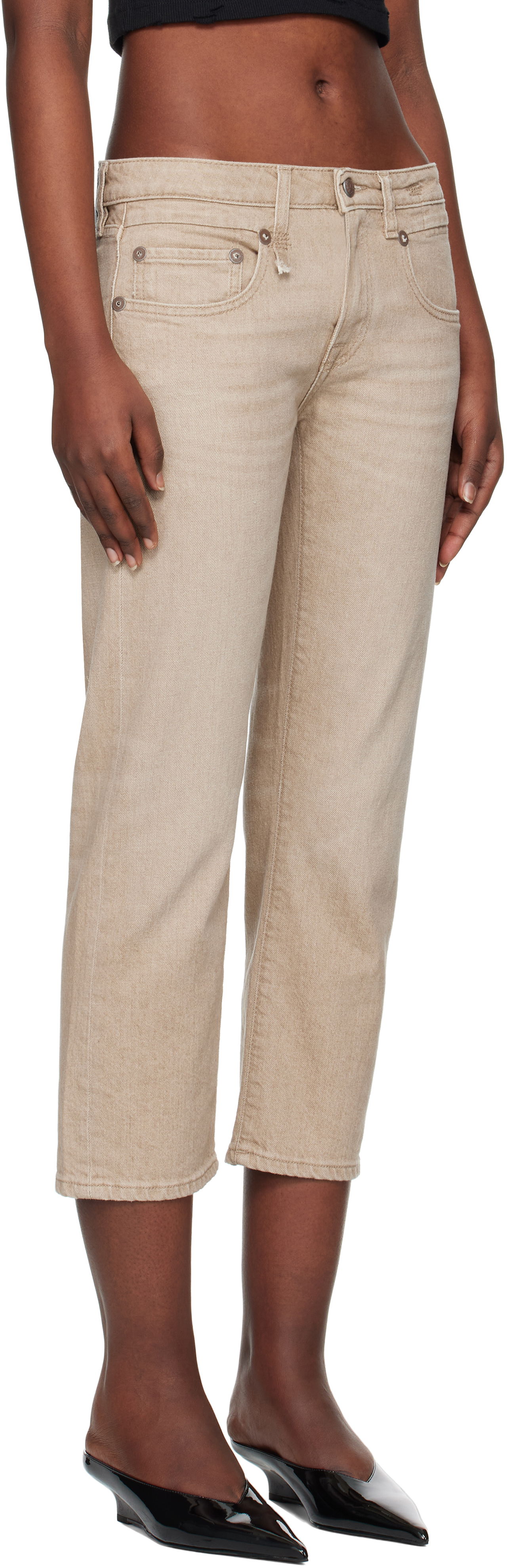 Дънки R13 R13 Boy Straight Cropped Jeans Бежово | R13W0091-D288A, 1
