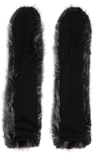 Ръкавици Anna Sui Anna Sui SSENSE Exclusive Faux-Fur Mittens Черно | 625F92, 1