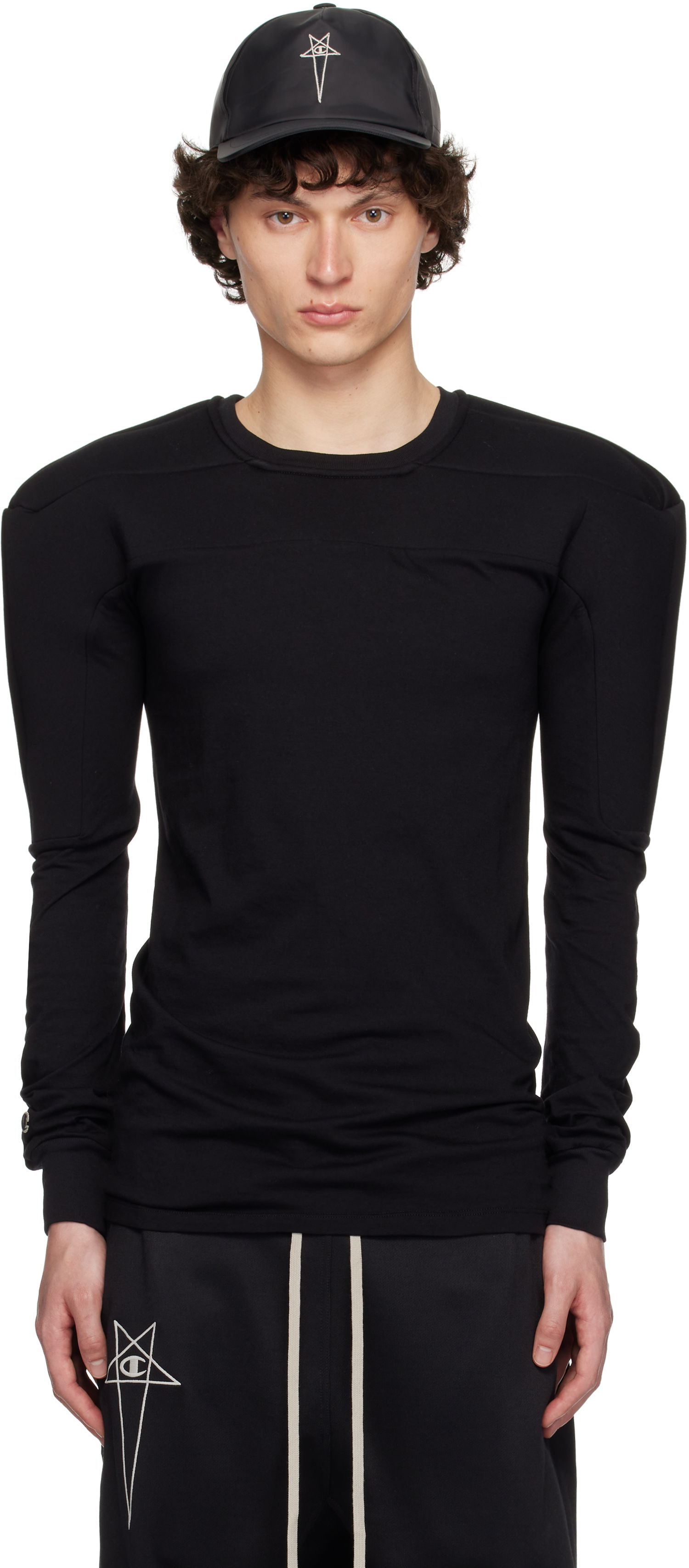 Шапка с козирка Rick Owens Rick Owens Champion Edition Girdered Harness T-shirt Черно | CM01E1707 CHJG JERSEY, 0