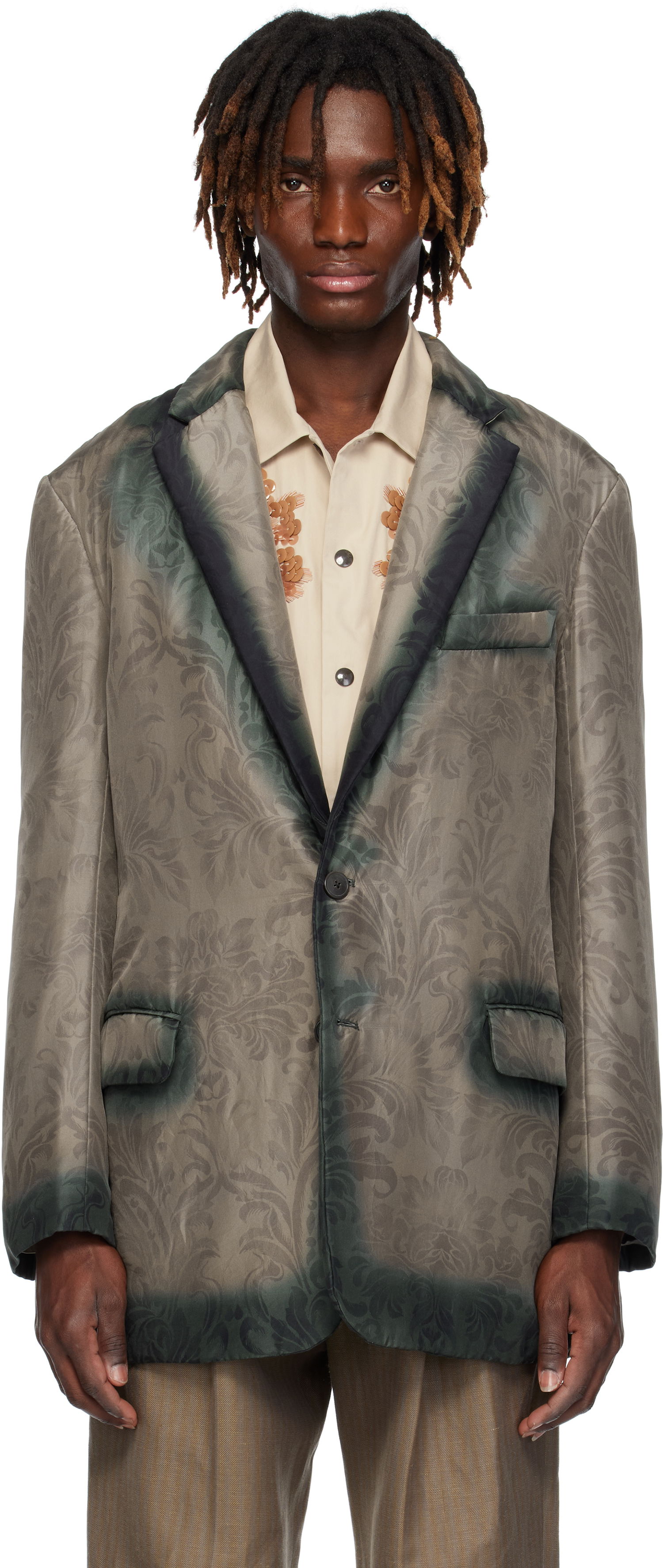 Яке Dries Van Noten Dries Van Noten Sateen Blazer Зелено | 251-020411-1199, 0