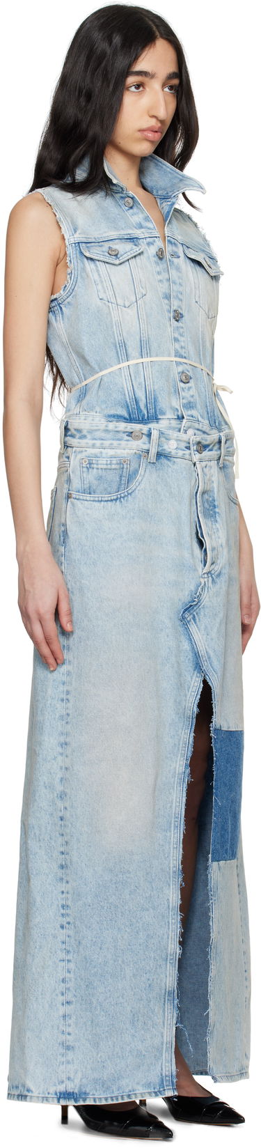 Pокля Maison Margiela MM6 Maison Margiela Paneled Denim Maxi Dress Синьо | S62DG0046 M30018, 1