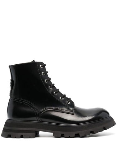 Кецове и обувки Alexander McQueen Lace-up Leather Ankle Boots Черно | 657569WHZ801000, 0