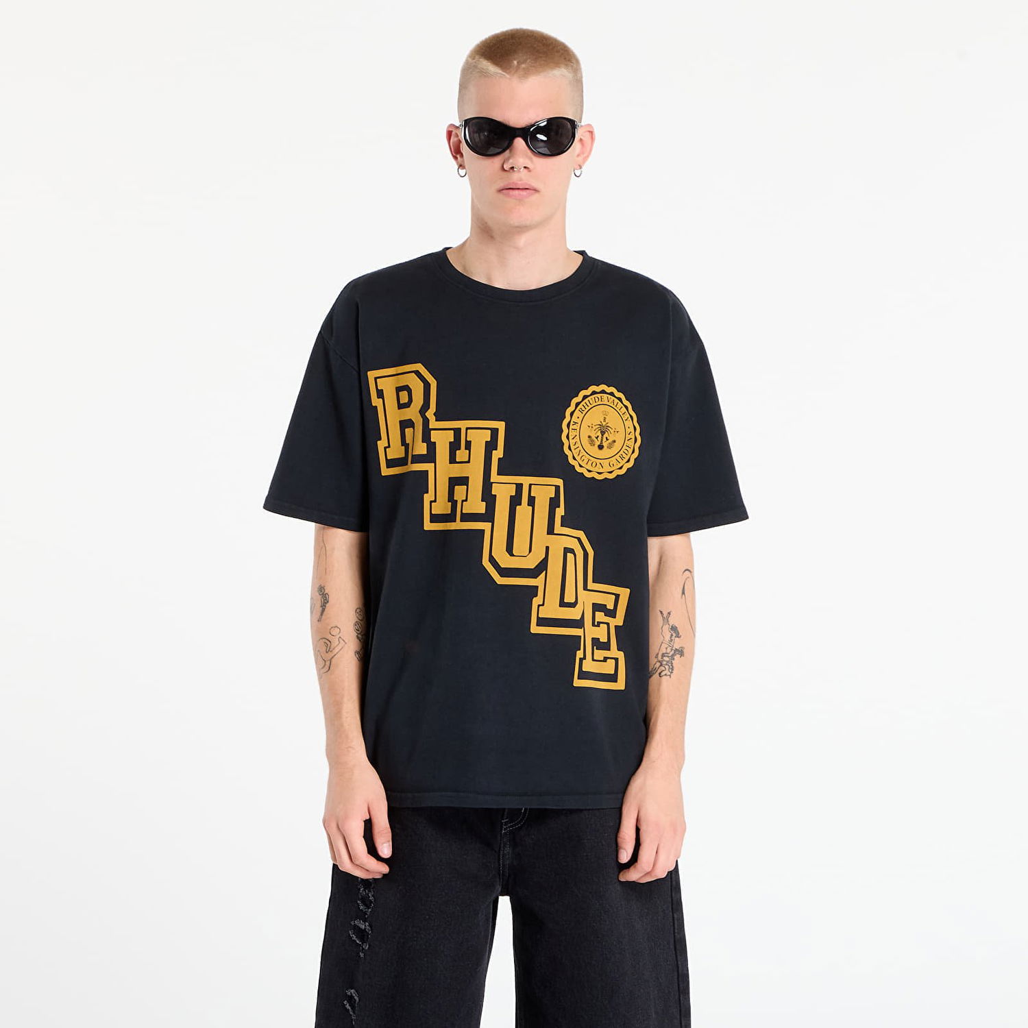 Тениска Rhude Rhude Collegiate Crest T-Shirt Черно | RHPF25TT050120027, 0