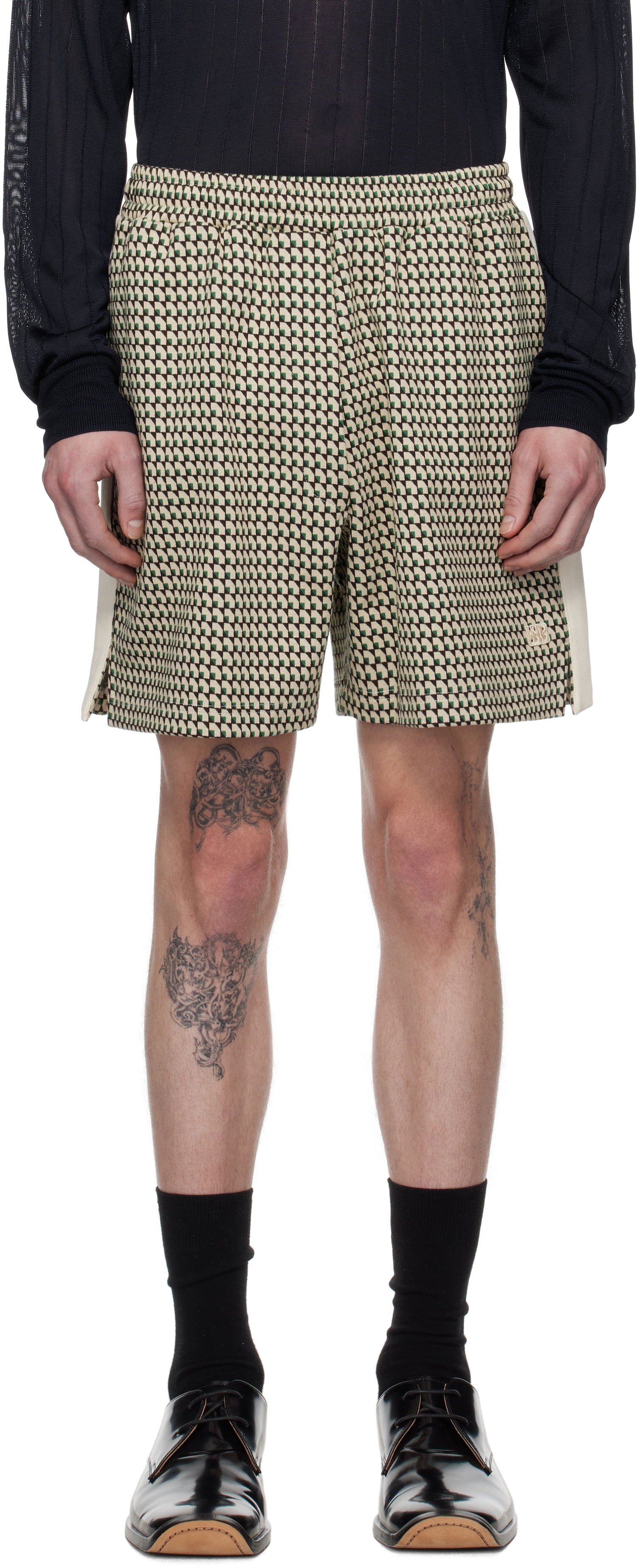 Къси панталони Wales Bonner Wales Bonner Power Shorts Бежово | US25JE36-JE22 - 1780 JACQUARD, 0