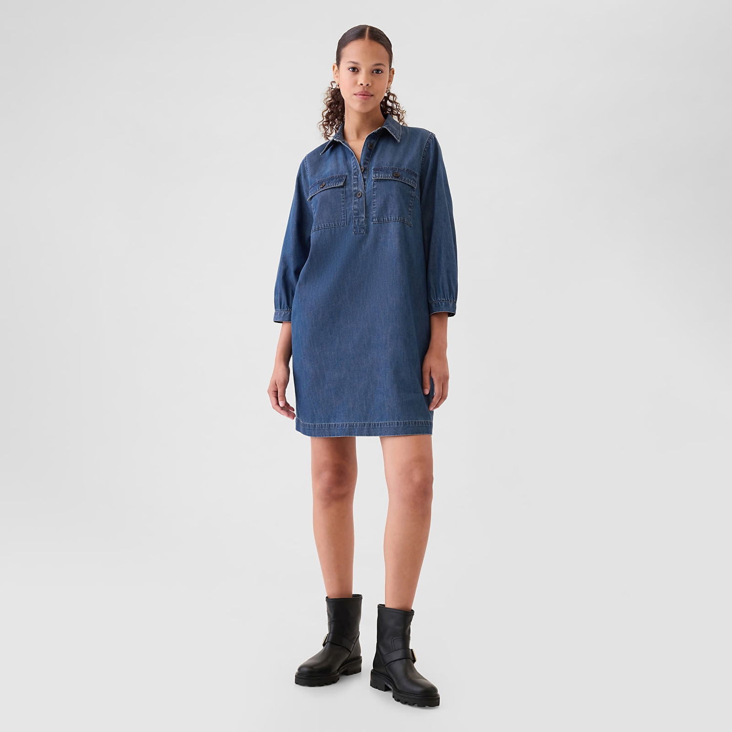 Pокля GAP Dress Denim Dress Dark Wash Indigo XS Синьо | 517110-00, 0
