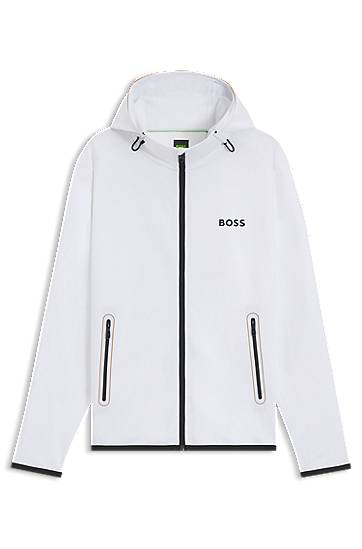 Суитчър BOSS BOSS Active Stretch-Gabardine Zip-Up Hoodie Бяло | 50542948