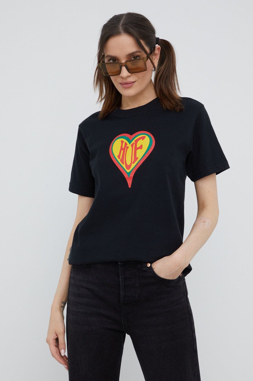 Тениска HUF Cotton T-Shirt Черно | wts0047, 0