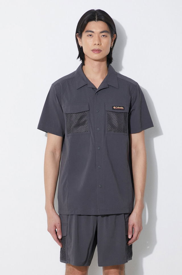Painted Peak Short Sleeve Shirt with Mesh Pockets and Classic Collar, Regular Fit