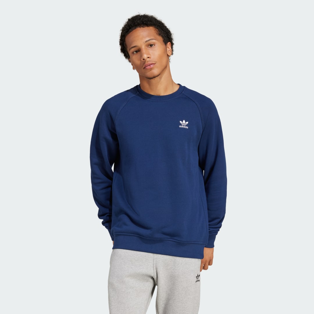 Суитчър adidas Performance Essentials Crewneck Sweatshirt Синьо | JD2414, 0
