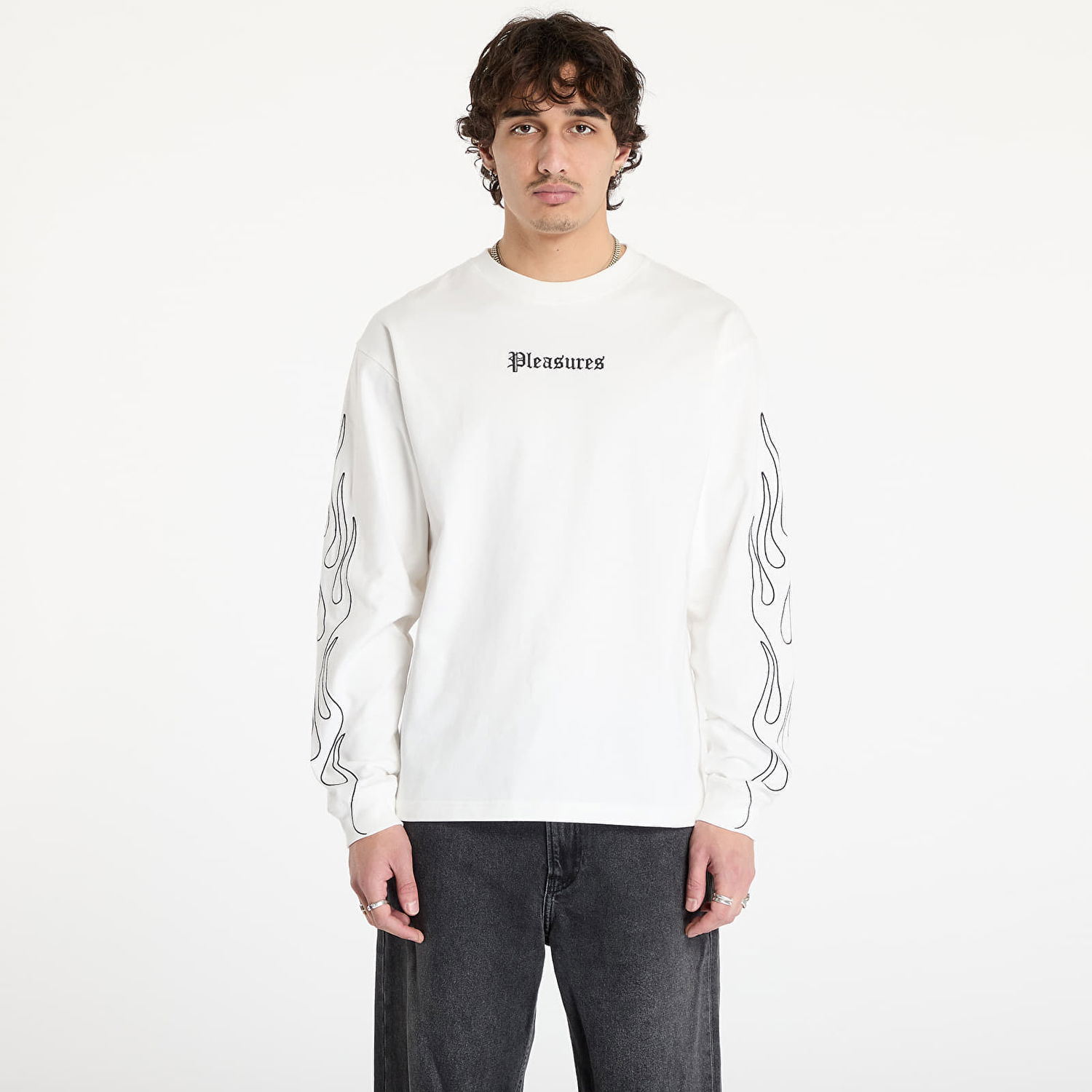 Тениска Pleasures Heavyweight Fiery Longsleeve Бяло | P24W027 WHITE, 0