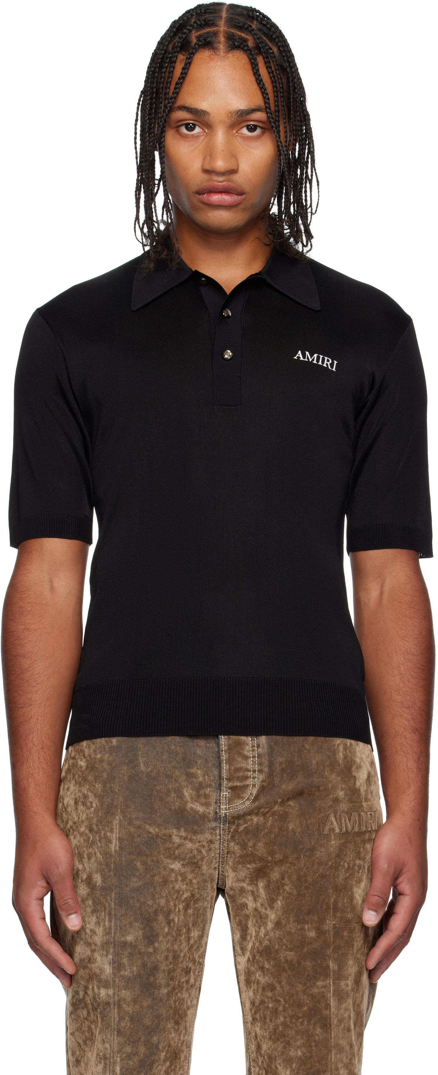 Поло тениска AMIRI AMIRI Spirit Polo Черно | AMKNPO1067, 0
