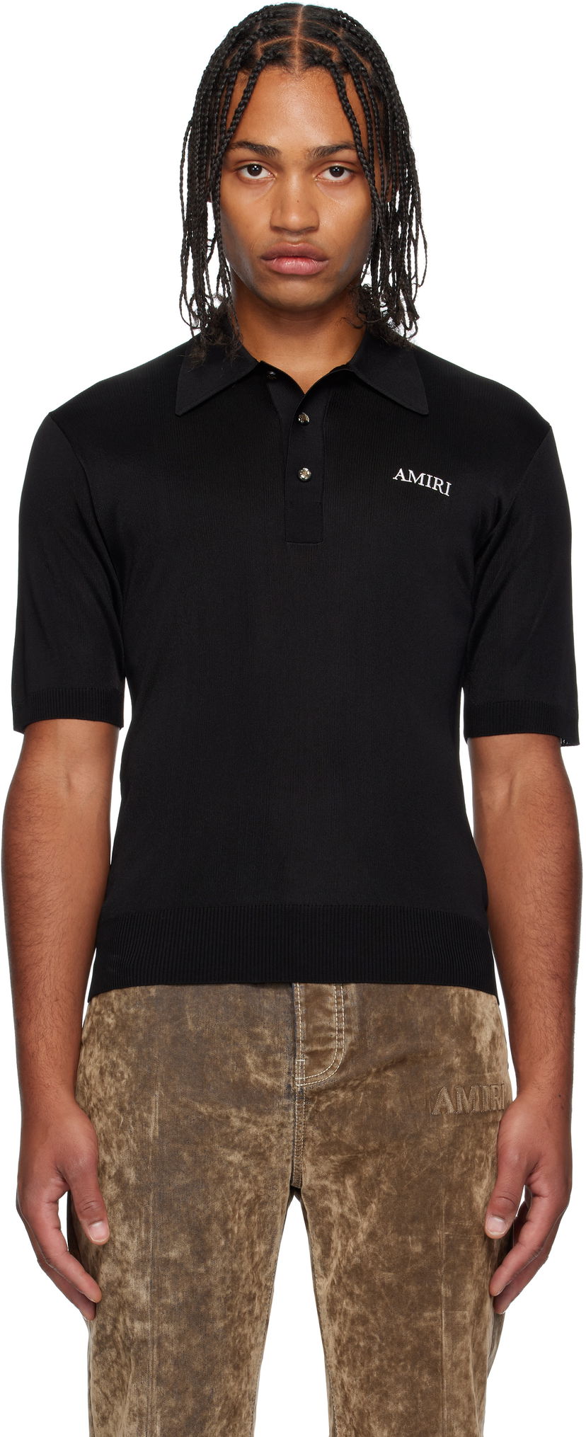 Поло тениска AMIRI AMIRI Spirit Polo Черно | AMKNPO1067
