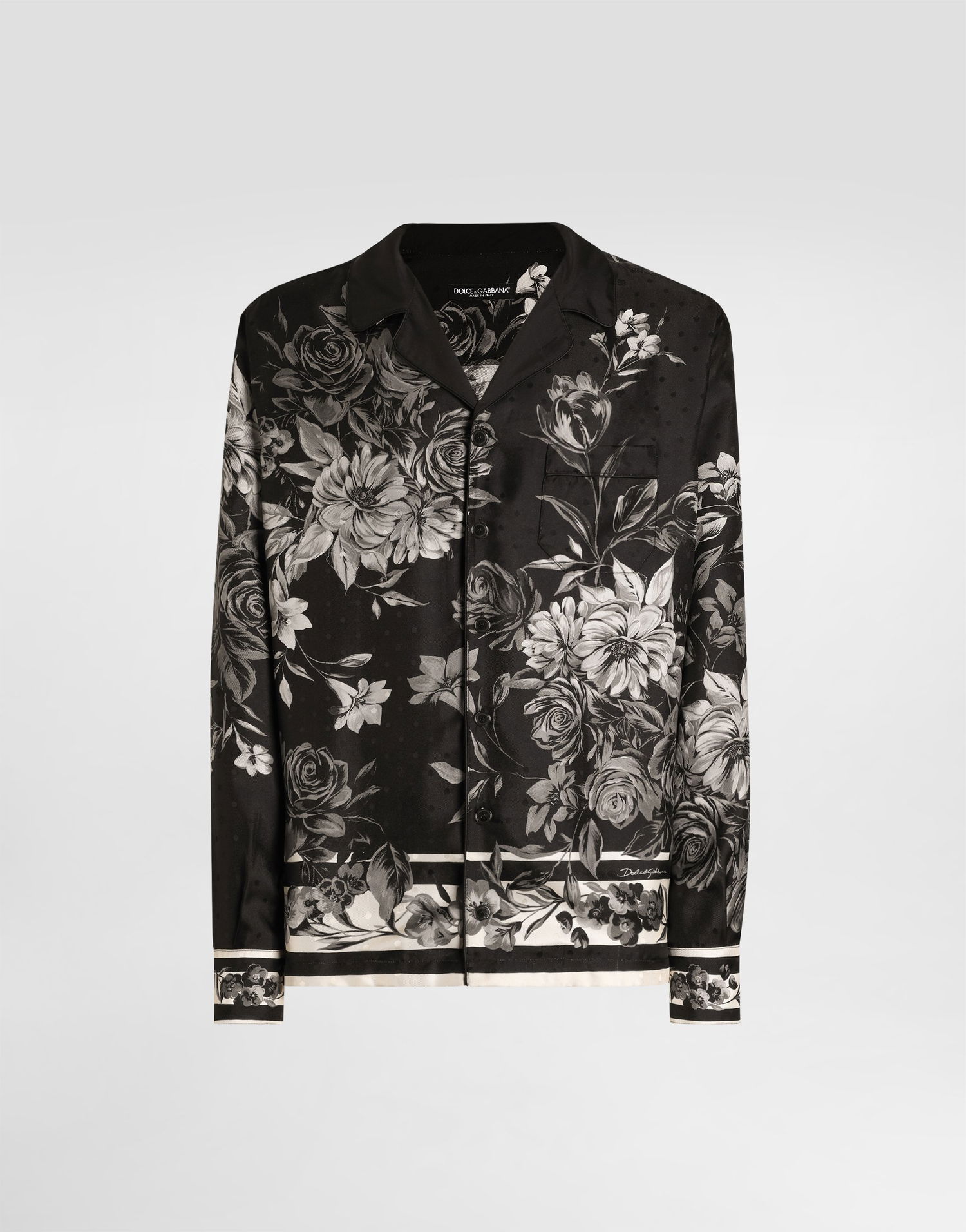 Риза Dolce & Gabbana Flower Bouquet-print Jacquard Twill Shirt Черно | G5IF1THI12HHN5ST, 0