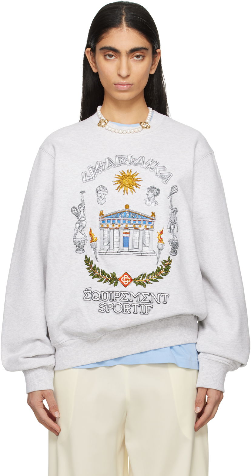 Суитчър Casablanca 'Le Temple Du Sport' Print Sweatshirt Сиво | U-WPS25-JTP-293-05