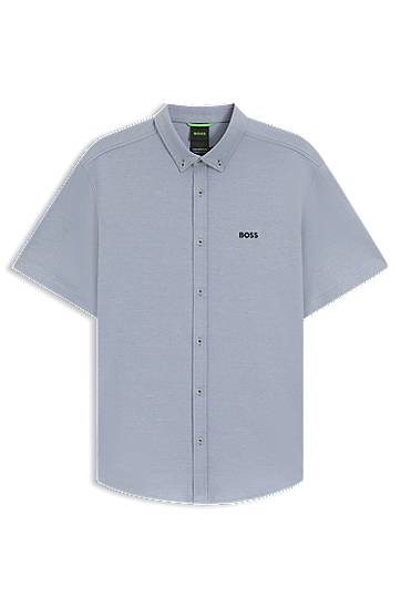 Риза BOSS Regular-Fit Cotton Jersey Shirt Синьо | 50544784, 0