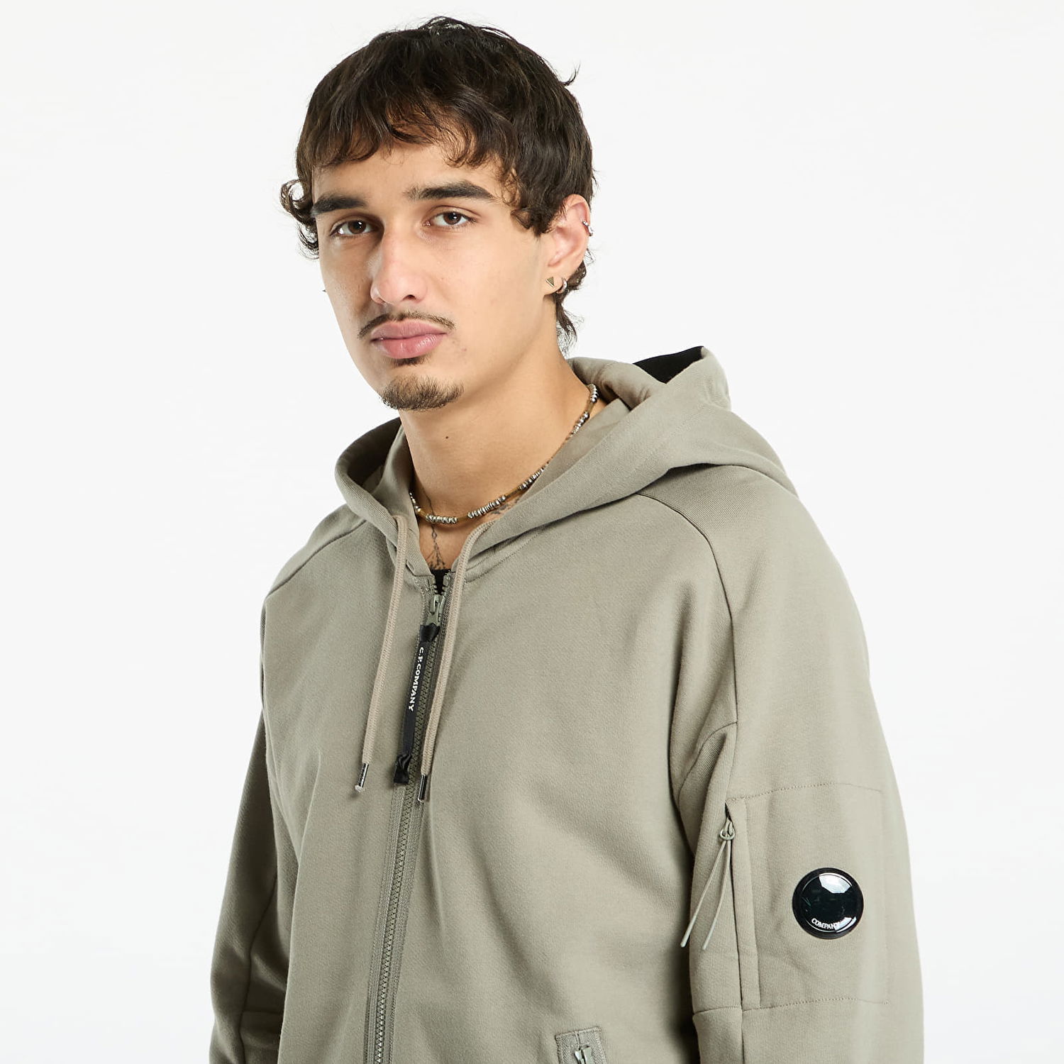 Суитчър C.P. Company C.P. Company Diagonal Raised Fleece Full Zip Hoodie Сиво | 19CMSS716A005086W-356, 1