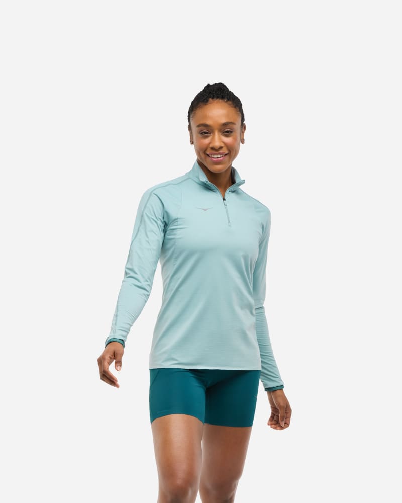 Тениска Hoka One One GlideTech Quarter Zip Running Pullover Top, Size L Синьо | 1164155-DZY