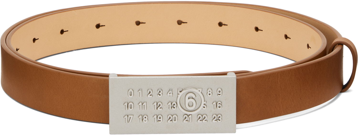 Колани Maison Margiela MM6 Maison Margiela Numeric Leather Belt Кафяво | SA6TP0010P8328, 0