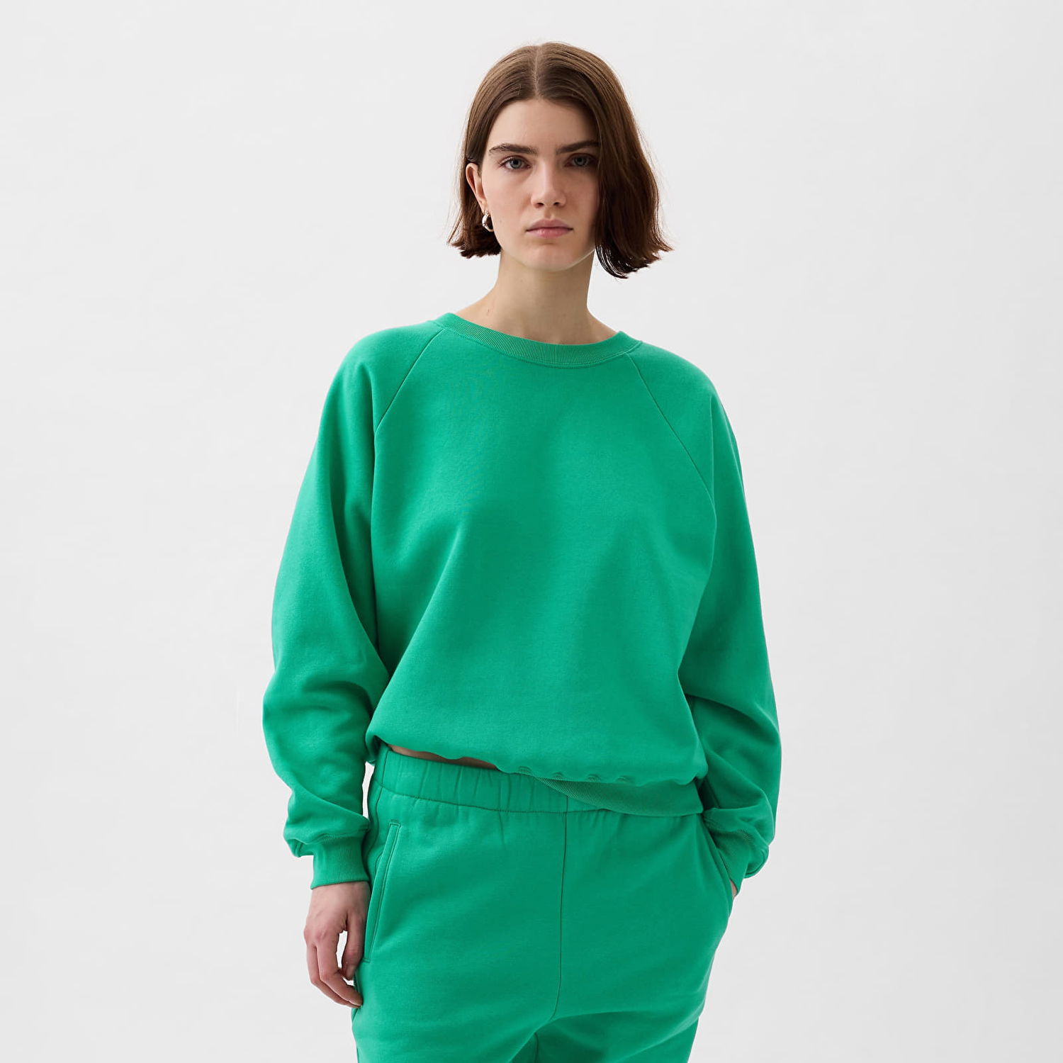 Суитчър GAP Raglan Pullover Crewneck Logo Sweatshirt Simply Green Зелено | 765585-20, 0