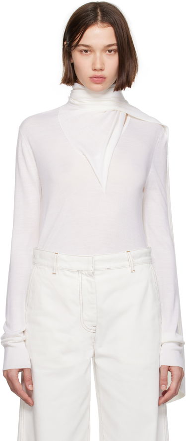 Пуловер TOTEME Draped Scarf Knit Sweater Бяло | 244-WRT0393-YA0087, 0