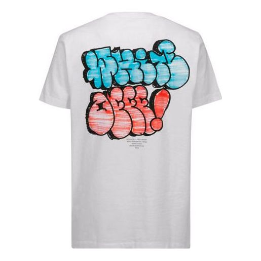 Тениска Off-White Graffiti Print T-Shirt Бяло | OMAA027R21JER0080141