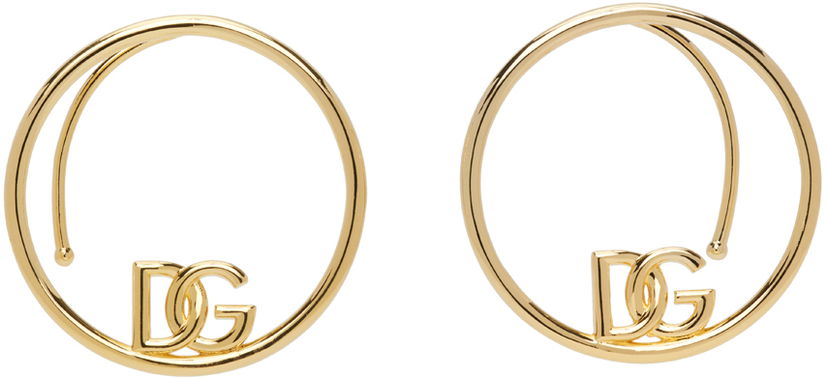 Обеци Dolce & Gabbana Gold Logo Hoop Ear Cuffs Металик | WEO8L3W1111