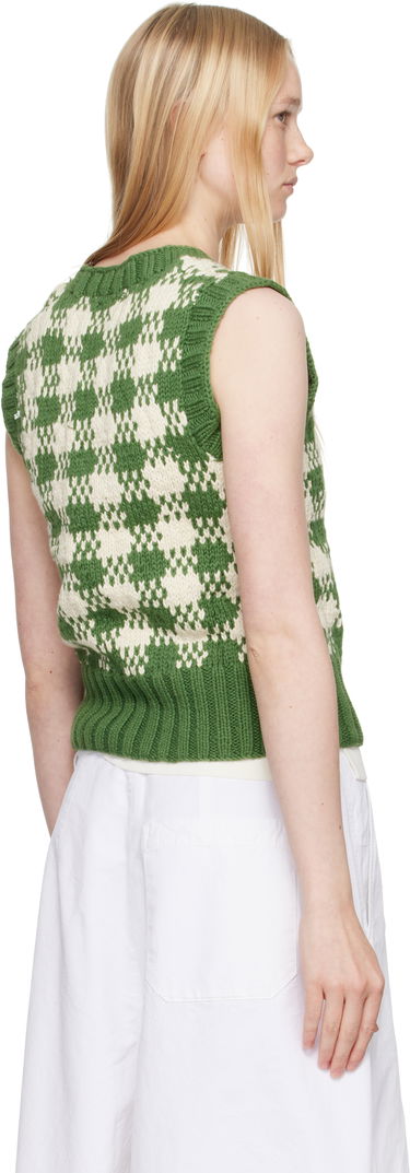 Пуловер YMC YMC Heidi Checkered Knit Vest Зелено | Q8YAB, 2