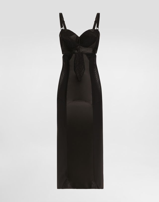 Dolce & Gabbana Calf-Length Satin and Lace Corset Dress