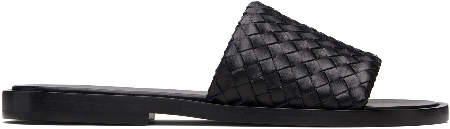 Кецове и обувки Bottega Veneta Bottega Veneta Elio Woven Leather Slides Черно | 838348V2ED01000, 0