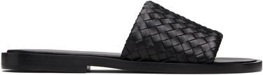 Кецове и обувки Bottega Veneta Bottega Veneta Elio Woven Leather Slides Черно | 838348V2ED01000, 0