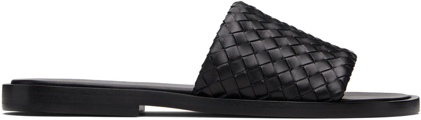 Кецове и обувки Bottega Veneta Bottega Veneta Elio Woven Leather Slides Черно | 838348V2ED01000