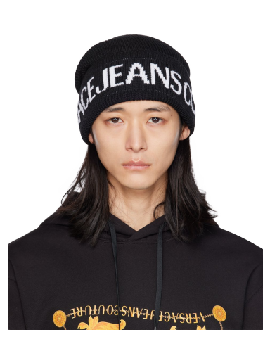 Шапка Versace Jeans Couture Jacquard Beanie Черно | E75YAZK40_EZG020