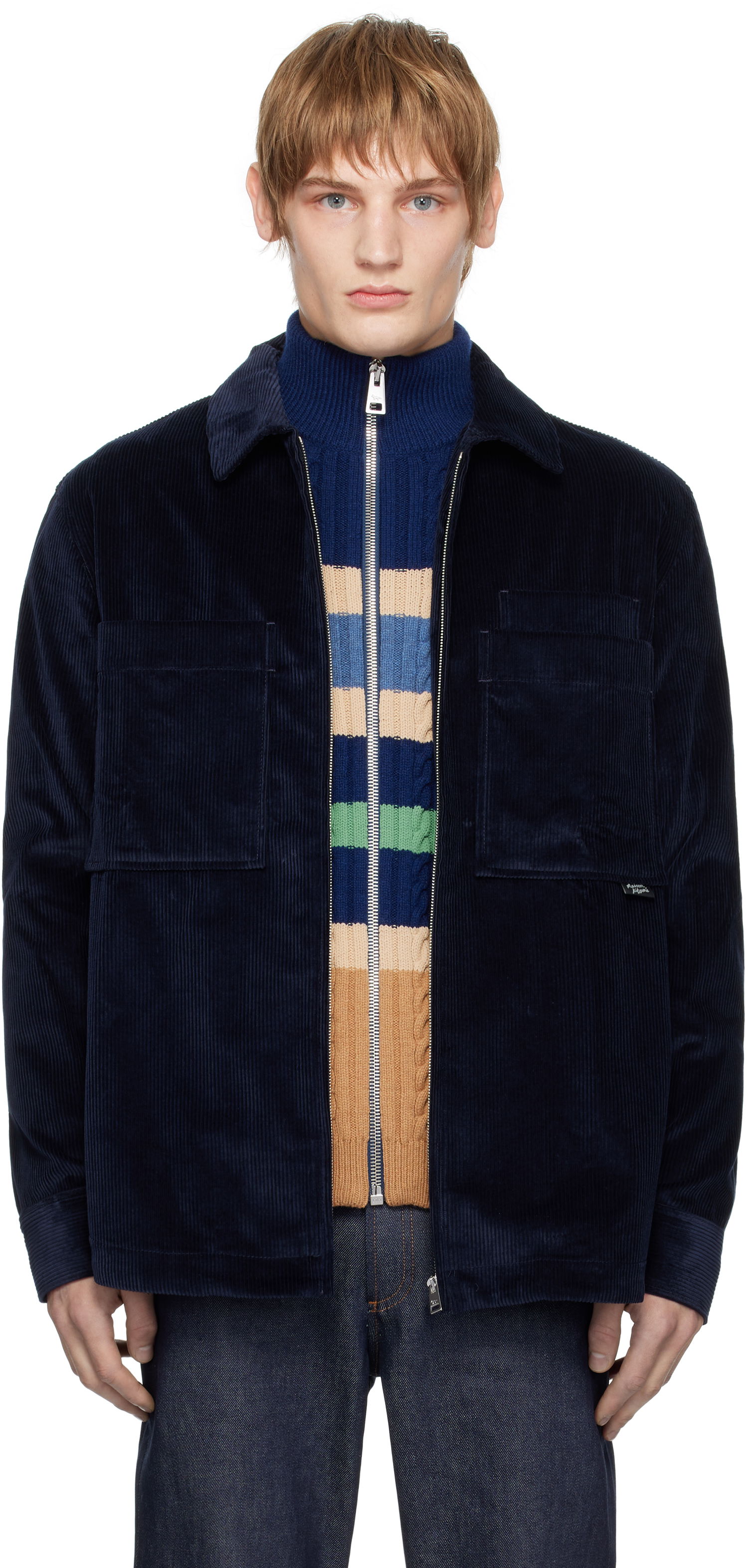 Яке MAISON KITSUNÉ Corduroy Overshirt Jacket Синьо | NM00405WW0116, 0