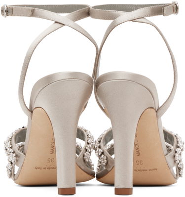 Аксесоари Manolo Blahnik Manolo Blahnik Vedada Jeweled Satin Heeled Sandals Сиво | 223-1379, 1