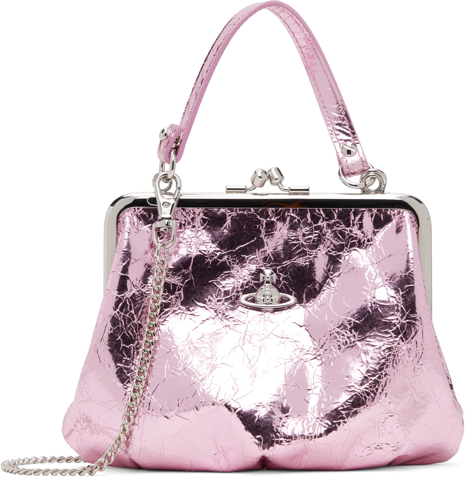 Дамска чанта Vivienne Westwood Vivienne Westwood Metallic Crinkled Granny Frame Bag Металик | 4B010007W-L00A7-, 0