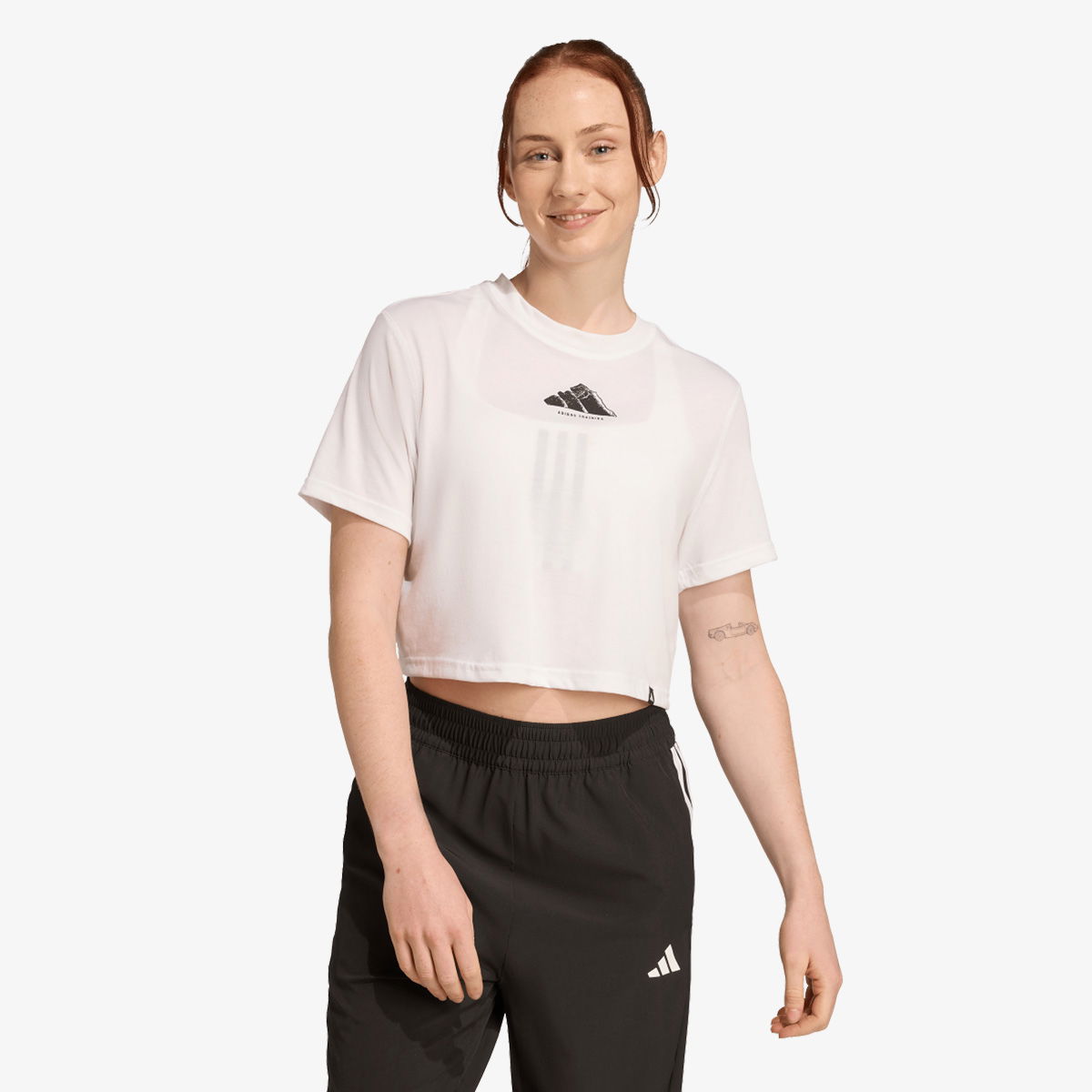Съкратен топ adidas Performance CLIMACOOL Graphic Training Cropped T-Shirt Бяло | JY3370, 1