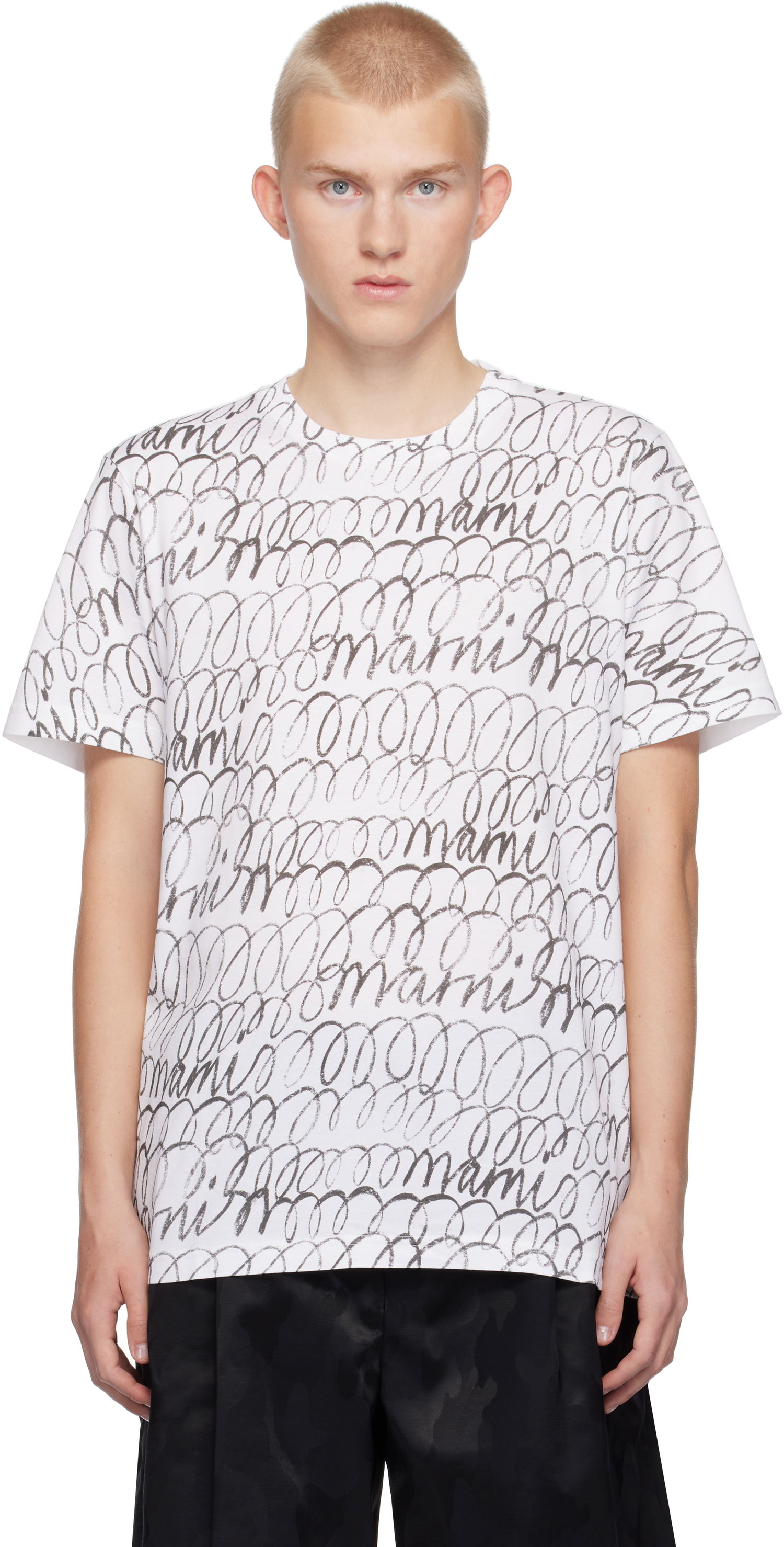 Тениска Marni Scribble Motif T-shirt Бяло | HUMU0198PU USCW97, 0