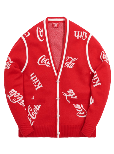 Пуловер KITH x Coca-Cola x Mitchell & Ness Coke Logo Cardigan Червено | MNSWTRKM19027 CREA