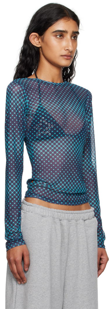 Тениска Miaou Miaou Long Sleeve Graphic T-Shirt Синьо | 7029PM2WRP, 1