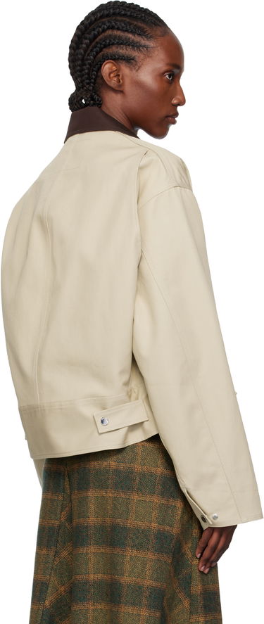 Яке JW Anderson JW Anderson Cropped Contrast Collar Curved Hem Workwear Jacket Бежово | JK0399-PG1802, 2
