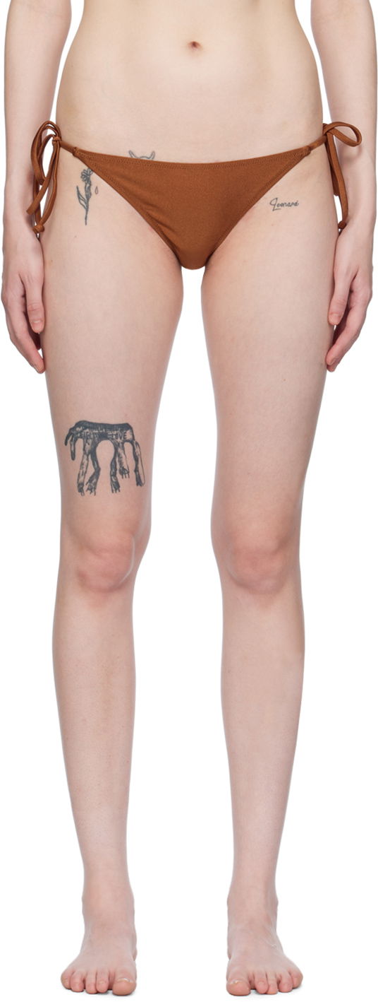 Бански GANNI Brown String Bikini Bottoms Кафяво | A5893, 0