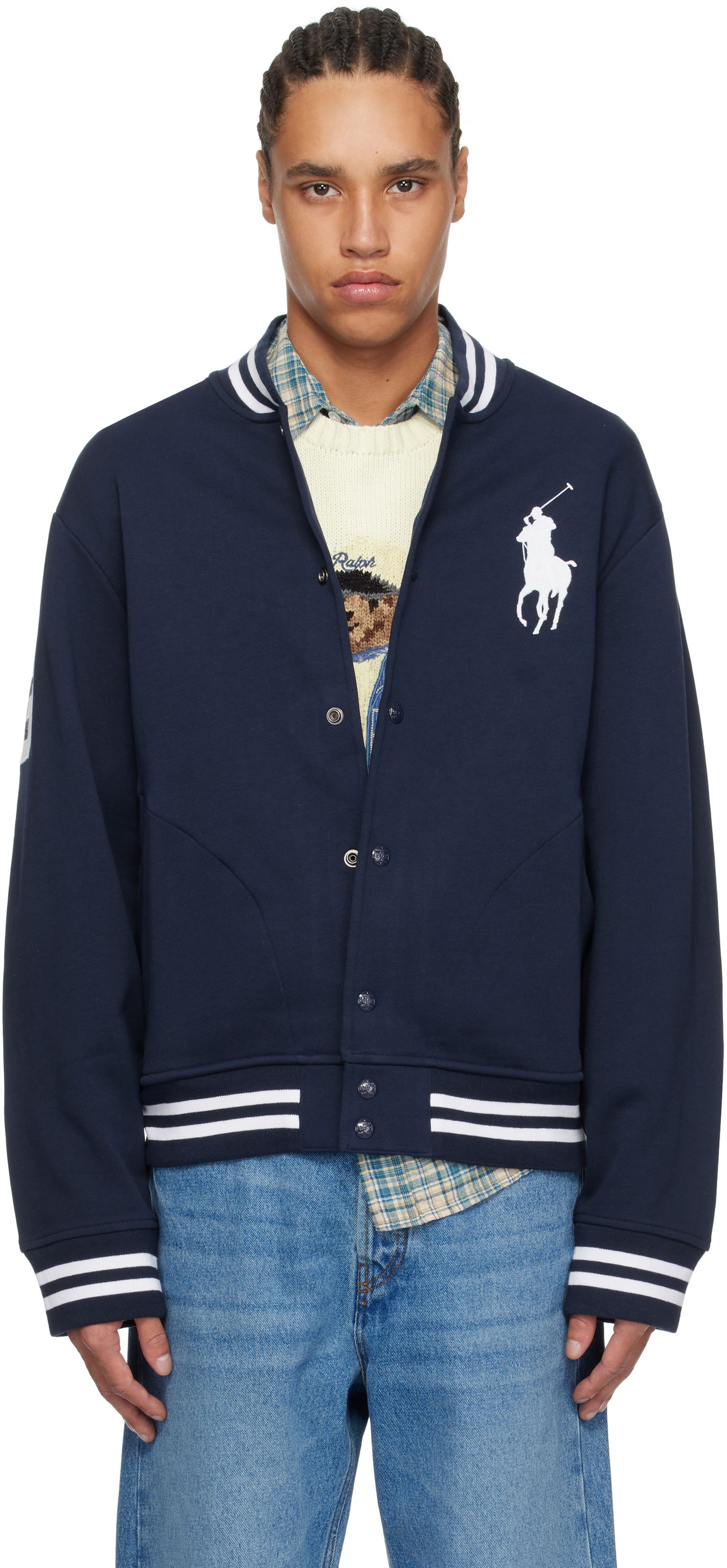Яке бомбър Polo by Ralph Lauren Ralph Lauren Big Pony Fleece Baseball Bomber Jacket Тъмно синьо | 710964456002, 0