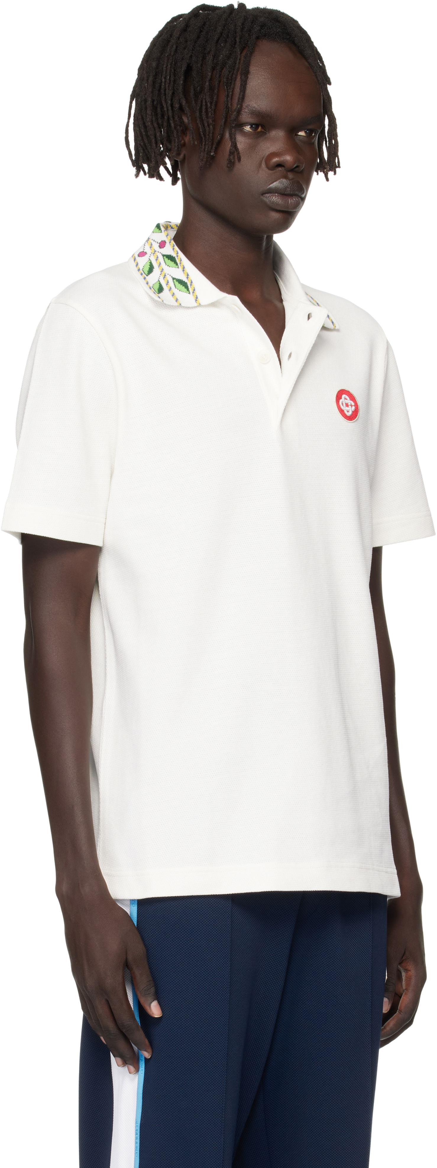 Поло тениска Casablanca Casablanca Classic Laurel Pique Polo Бяло | MPF25-JTP-243-01, 1