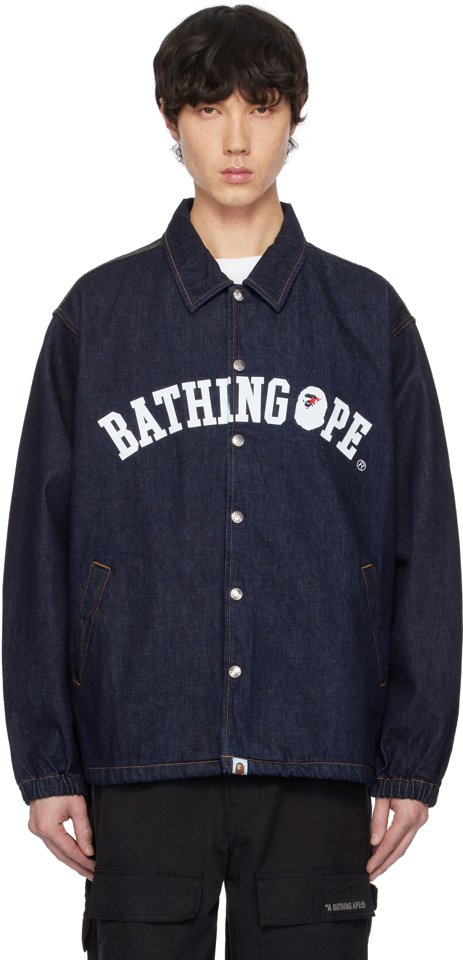 Яке BAPE Relaxed Fit Coach Denim Jacket Тъмно синьо | 001LJK221002F, 0