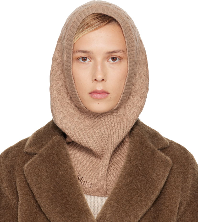 Шапка Max Mara Romana Cable-Knit and Ribbed Balaclava Бежово | 2524576012600