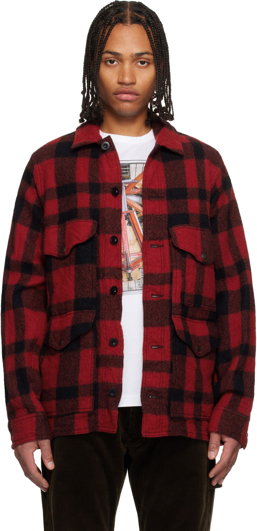 Яке Junya Watanabe Junya Watanabe Filson Felted Check Jacket Червено | WP-J009-051