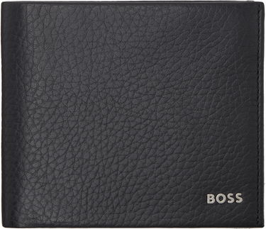 Портфейл BOSS BOSS Bifold Leather Wallet with Logo Lettering Черно | 50529496, 0