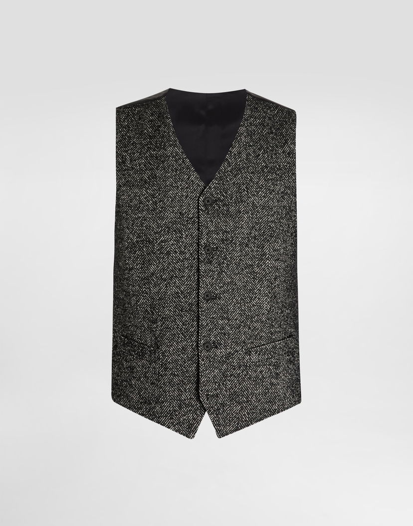 Жилетка Dolce & Gabbana Dolce & Gabbana Single-Breasted Wool Chevron Vest Черно | G7990TFCBAJS8030