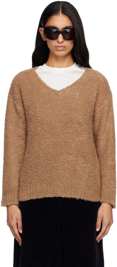 Пуловер Max Mara Pantera Bouclé V-neck Sweater Кафяво | 2521366092600, 0