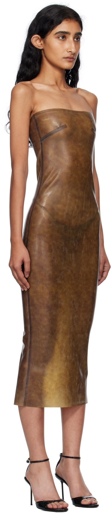 Pокля Miaou Miaou Lila Latex Midi Dress Кафяво | 5025LTXLEO, 1
